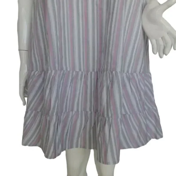 FRESH PRODUCE Dress, L, Melody, Tiered Skirt, V-neck, Crisp cotton, Stripes - Picture 9 of 14